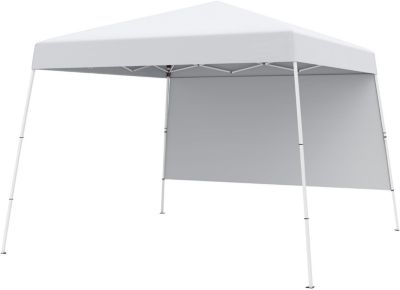 Tonnelle Jardin Exterieur Pliante 3 x 3 M, avec Paroi Latérale, Hauteur Réglable 2,62M, Sac Transport, 4 Piquets, (300CM,Blanc)