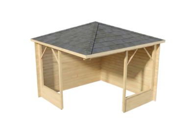 Tonnelle pentagonale Maik 28 Alpholz, 32x32m dim ext (cas échéant incl débord de toit) naturel, épaisseur paroi : 28mm, 10,1m² tot