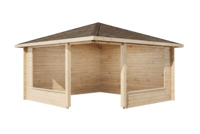 Tonnelle pentagonale Maik 40 Alpholz, 42x42m dim ext (cas échéant incl débord de toit) naturel, épaisseur paroi : 40mm, 17,2m² tot