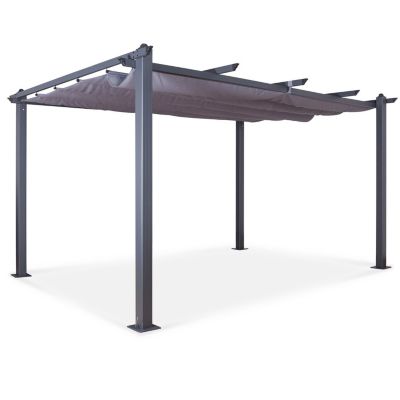 Tonnelle/Pergola aluminium 3x4m toile coulissante rétractable - Gris - HERO XL