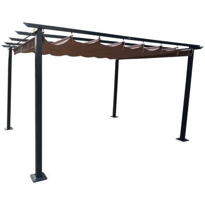 Tonnelle/Pergola en aluminium 3x4m toile coulissante rétractable - anthracite taupe - HAVANA