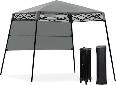 Tonnelle Pliant , Tente de Reception Pliante avec Hauteur Réglable,  Chapiteau de Reception de Jardin avec Cadre Robuste, Gris