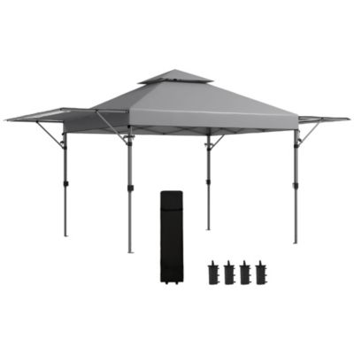 Tonnelle pop-up de jardin barnum pliant 5 x 3 m - sac à de transport à roulettes inclus - acier oxford gris