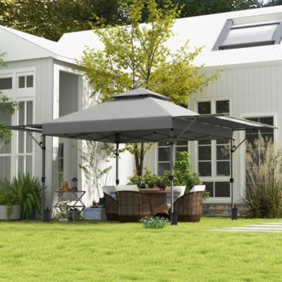 Tonnelle pop-up de jardin barnum pliant 5 x 3 m - sac à de transport à roulettes inclus - acier oxford gris