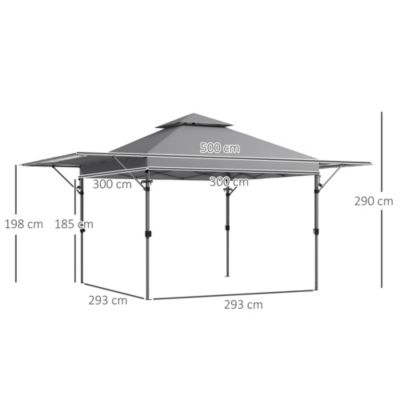 Tonnelle pop-up de jardin barnum pliant 5 x 3 m - sac à de transport à roulettes inclus - acier oxford gris
