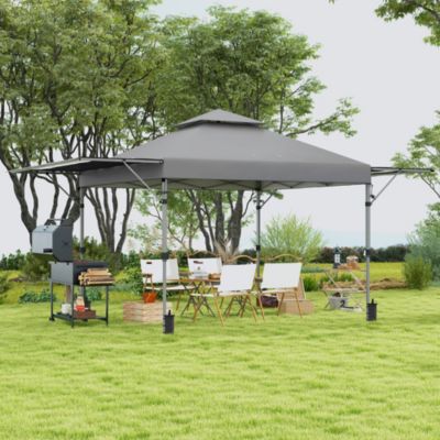 Tonnelle pop-up de jardin barnum pliant 5 x 3 m - sac à de transport à roulettes inclus - acier oxford gris