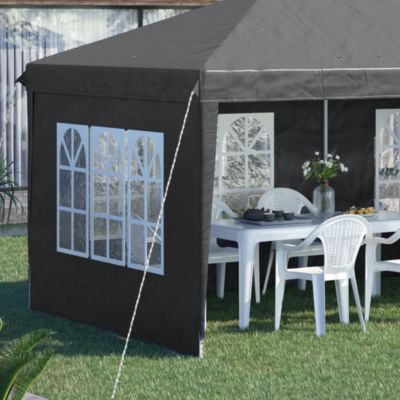 Tonnelle pop up pliante - barnum pliable - 4 cotés démontables - 4 fenêtres - acier oxford haute densité gris