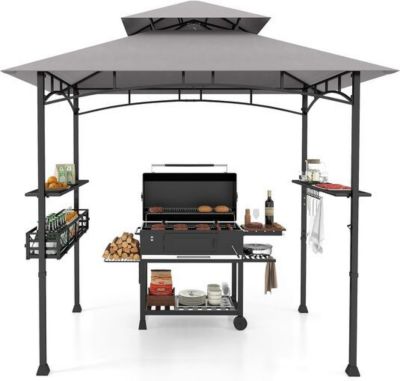 Tonnelle pour Barbecue, Abri Barbecue Extérieur  Dessus à 2 Niveaux, Crochets, Décapsuleur, Abri pour Barbecue à Dessus Souple