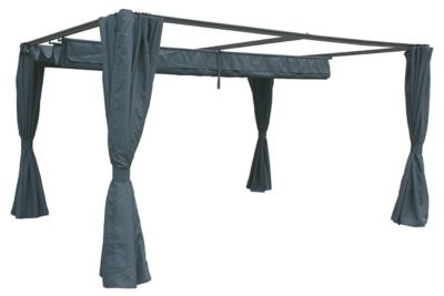 Tonnelle rectangulaire "Palmeira" ardoise 4x3m en aluminium traité époxy - Hespéride