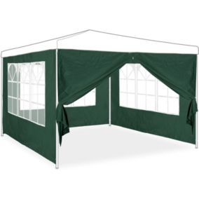 Tonnelle Vert - Lot de 4 Paroi Latérale pour Tonnelle - 3 Panneaux avec Fenêtre - 1  Fermeture éclair - Jardin Camping