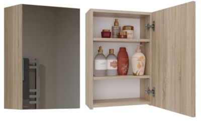 TONNI - Armoire de toilette murale 1 porte - Meuble Salle De Bain avec miroir - 40x22x60 cm - Rangement