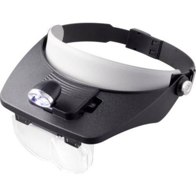 TOOLCRAFT TO-5137803 loupe frontale avec éclairage LED, 4 lentilles interchangeables, légère et compatible lunettes