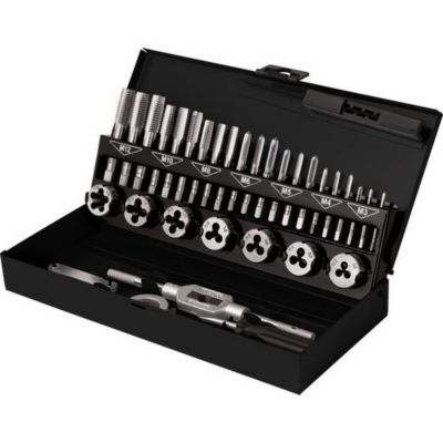 TOOLCRAFT TO-7015521 Kit de taraudage 32 pièces acier M3 à M12, boîtier métallique robuste