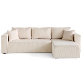 Topaze - canapé d'angle déhoussable réversible 4 places en velours côtelé - Best Mobilier