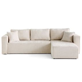 Topaze - canapé d'angle déhoussable réversible 4 places en velours texturé - Best Mobilier