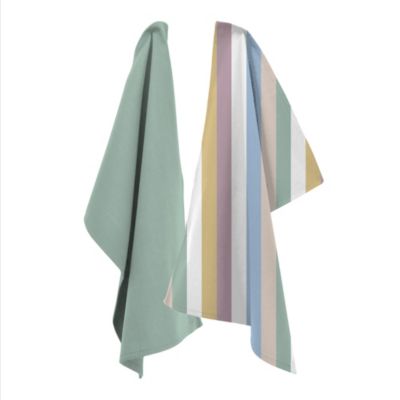 Torchon en coton vert et multicolore l.50 x l.70 cm, Ornami vendu par 2
