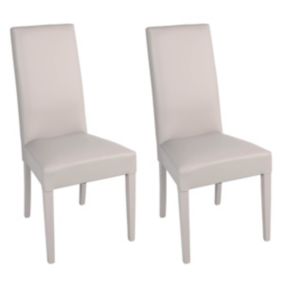 TORINO - Lot de 2 Chaises Simili Gris Clair et Pieds Laqués