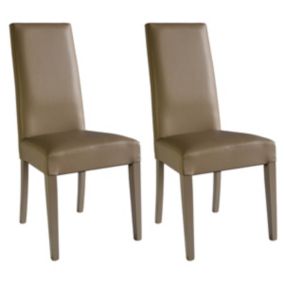 TORINO - Lot de 2 Chaises Simili Taupe et Pieds Laqués