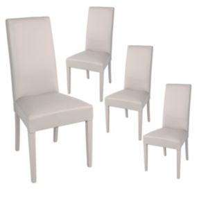 TORINO - Lot de 4 Chaises Simili Gris Clair et Pieds Laqués