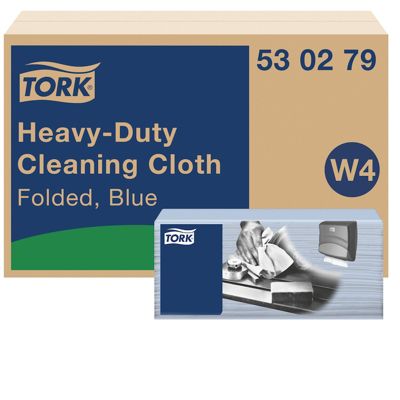 Tork Chiffon de Nettoyage Ultra-résistant bleu W4, robuste et absorbant, 1 x 105 chiffons, 530279