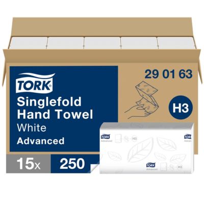 Tork Essuie-mains pliés en V doux blancs H3, Advanced, 15 x 250 feuilles, 290163