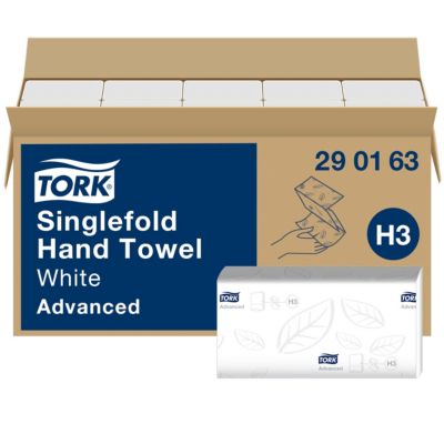 Tork Essuie-mains pliés en V doux blancs H3, Advanced, 15 x 250 feuilles, 290163