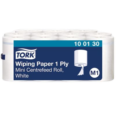 Tork Papier d'essuyage mini bobine blanc M1, dévidage central, 11 rouleaux, 100130