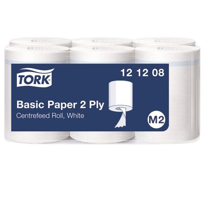 Tork Papier Essuyage Basic pour Distributeur à Dévidage Central blanc M2 - 121208