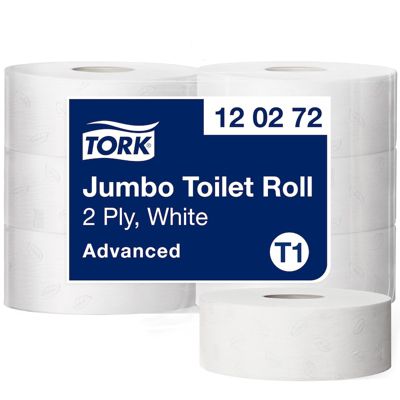 Tork Papier Toilette Jumbo blanc T1, Advanced, 2 plis, 6 x 1800 feuilles, 120272