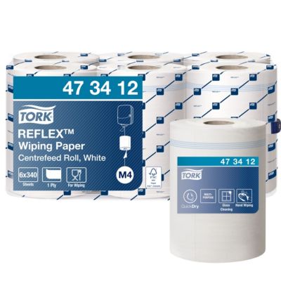Tork Reflex™ Papier d'Essuyage blanc M4, mandrin SmartCore, 6 x 340 feuilles, 473412