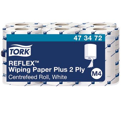 Tork Reflex™ Papier d'Essuyage Plus blanc M4, mandrin SmartCore, 6 x 450 feuilles, 473472