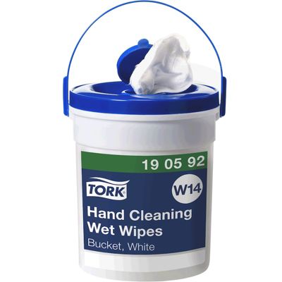 Tork Seau de Lingettes humides pour Nettoyage des mains blanc W14, sans parfum, 1 x 58 lingettes,190592