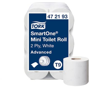 Tork SmartOne Mini papier toilette rouleau blanc T9, Advanced, 2 plis, 12 x 620 feuilles, 472193
