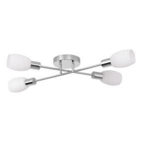 Tosca Plafonnier 4xE14 Max.40W Métal Chromé/Verre Blanc