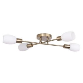 Tosca Plafonnier 4xE14 Max.40W Métal Patiné/Verre Blanc