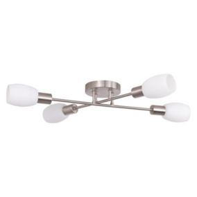 Tosca Plafonnier 4xE14 Max.40W Métal Satiné/Verre Blanc