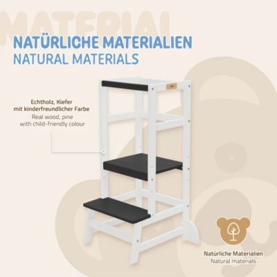 Tour D'Apprentissage Montessori Enfant - Réglable En Hauteur - Blanc - 88x45x45 Cm