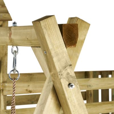 Tour de jeux en bois WOUPI balançoire, trapèze, toboggan, mur escalade ...
