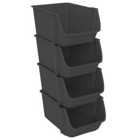 Tour de rangement 4 casiers empilables gris