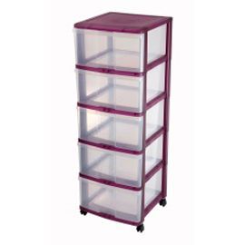 tour de rangement 5 tiroirs en plastique wave coloris violet castorama
