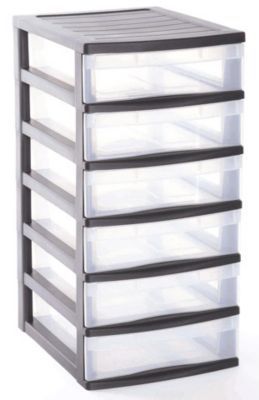 Tour De Rangement 6 Tiroirs VEVOR – Plastique Transparent, 2 Tours Empilables, Idéal Bureau Ou Atelier, Gain De Place - 4