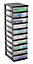 Tour de rangement carrée avec couvercle Optimo 10 tiroirs en polypropylène coloris transparent et noir