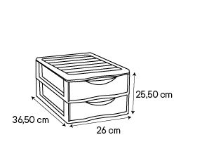 Tour en plastique 2 tiroirs Kontor gris H.25,5 x l.26 x P.36,5 cm