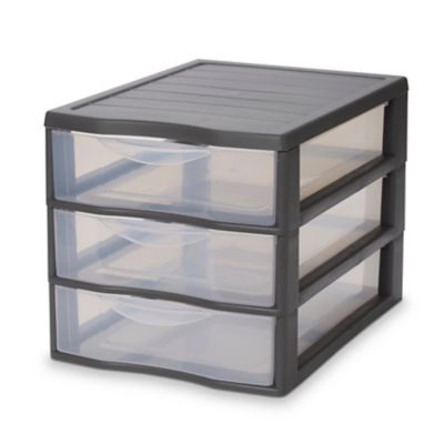 Tour en plastique 3 tiroirs Kontor gris H. 25,5 x L. 25.5 x P. 36 cm