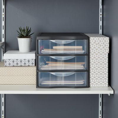 Tour en plastique 3 tiroirs Kontor gris H. 25,5 x L. 25.5 x P. 36 cm