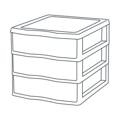 Tour en plastique 3 tiroirs Kontor gris H. 25,5 x L. 25.5 x P. 36 cm