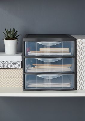 Tour en plastique 3 tiroirs Kontor gris H. 25,5 x L. 25.5 x P. 36 cm