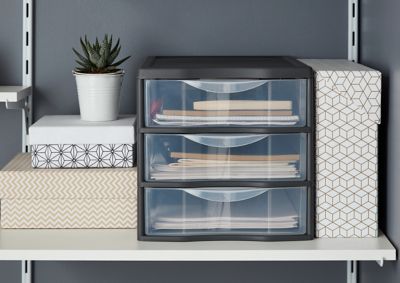 Tour en plastique 3 tiroirs Kontor gris H. 25,5 x L. 25.5 x P. 36 cm