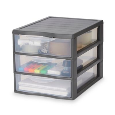 Tour en plastique 3 tiroirs Kontor gris H. 25,5 x L. 25.5 x P. 36 cm
