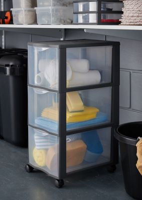 Tour en plastique 3 tiroirs Kontor gris H. 63,5 x L. 36,5 x 26 cm
